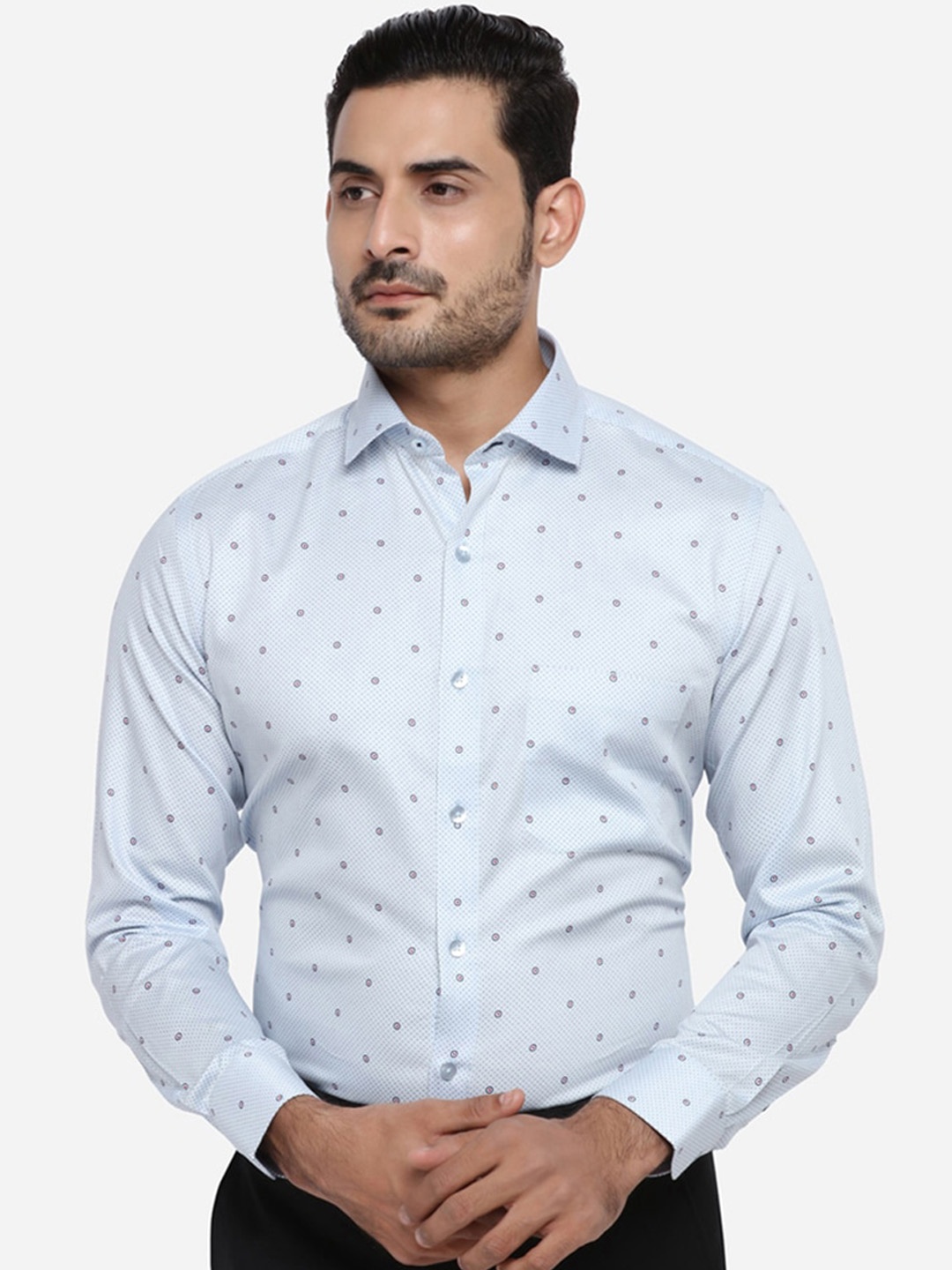 

METAL Men Blue Slim Fit Printed Casual Shirt