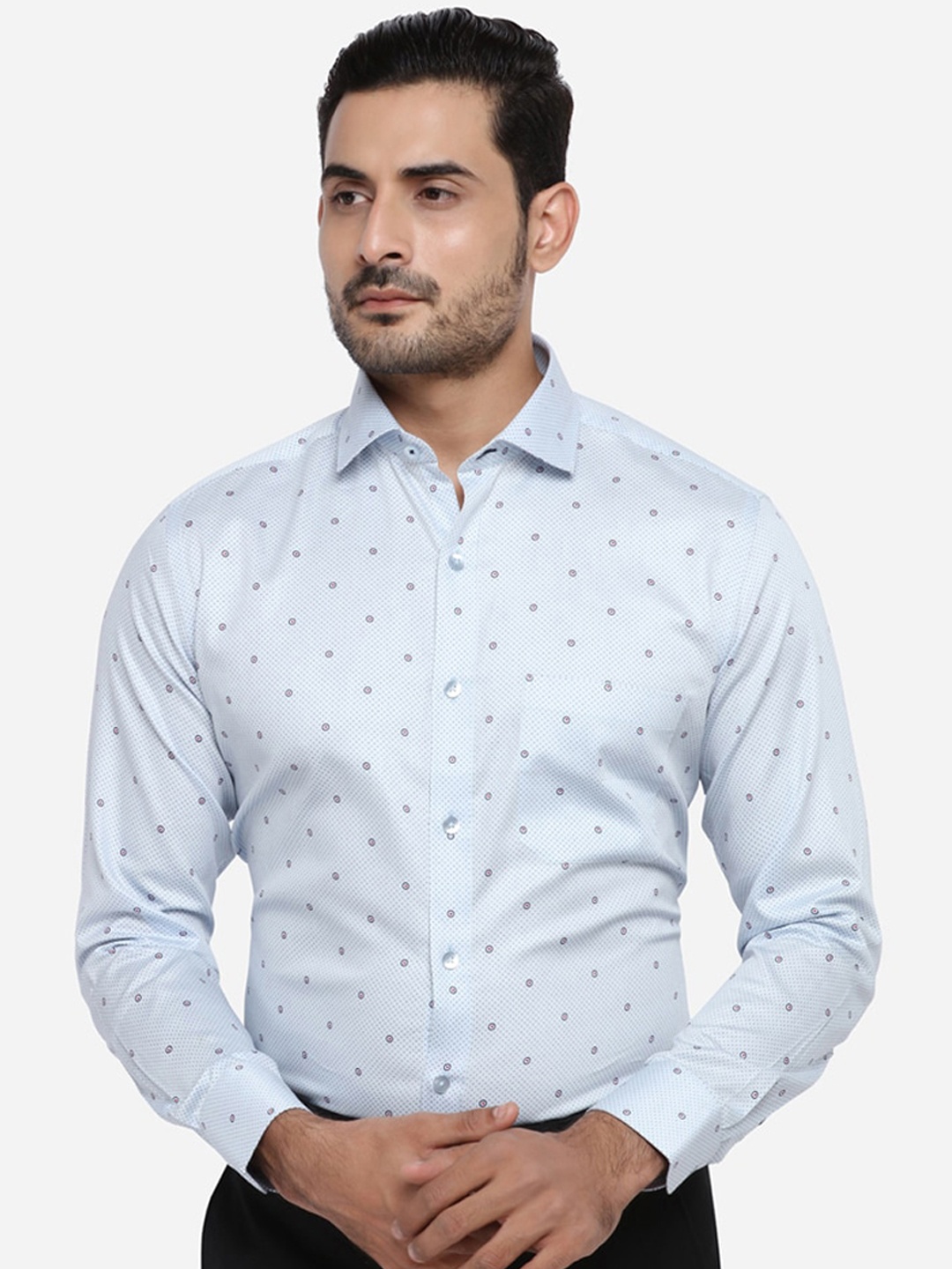

METAL Men Blue Slim Fit Printed Formal Shirt