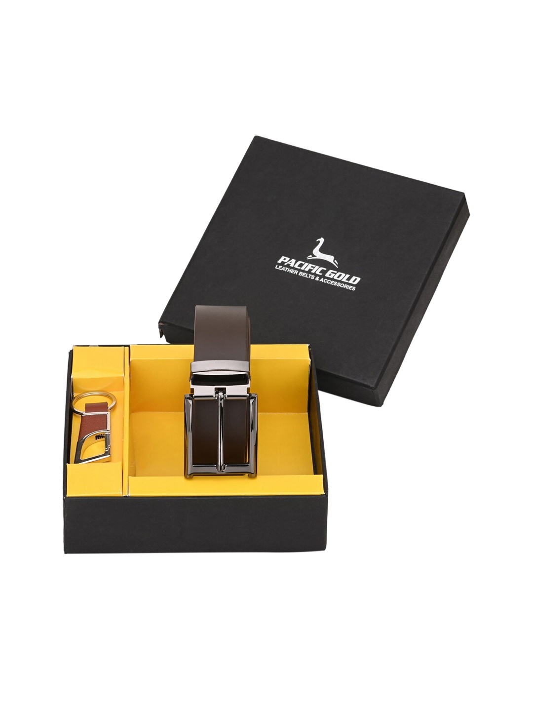 Pacific Gold Men Brown Genuine Leather Accessory Gift Set