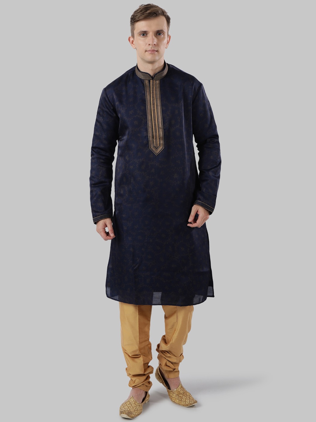 

Ethnix by Raymond Men Blue Woven Design Straight Kurta