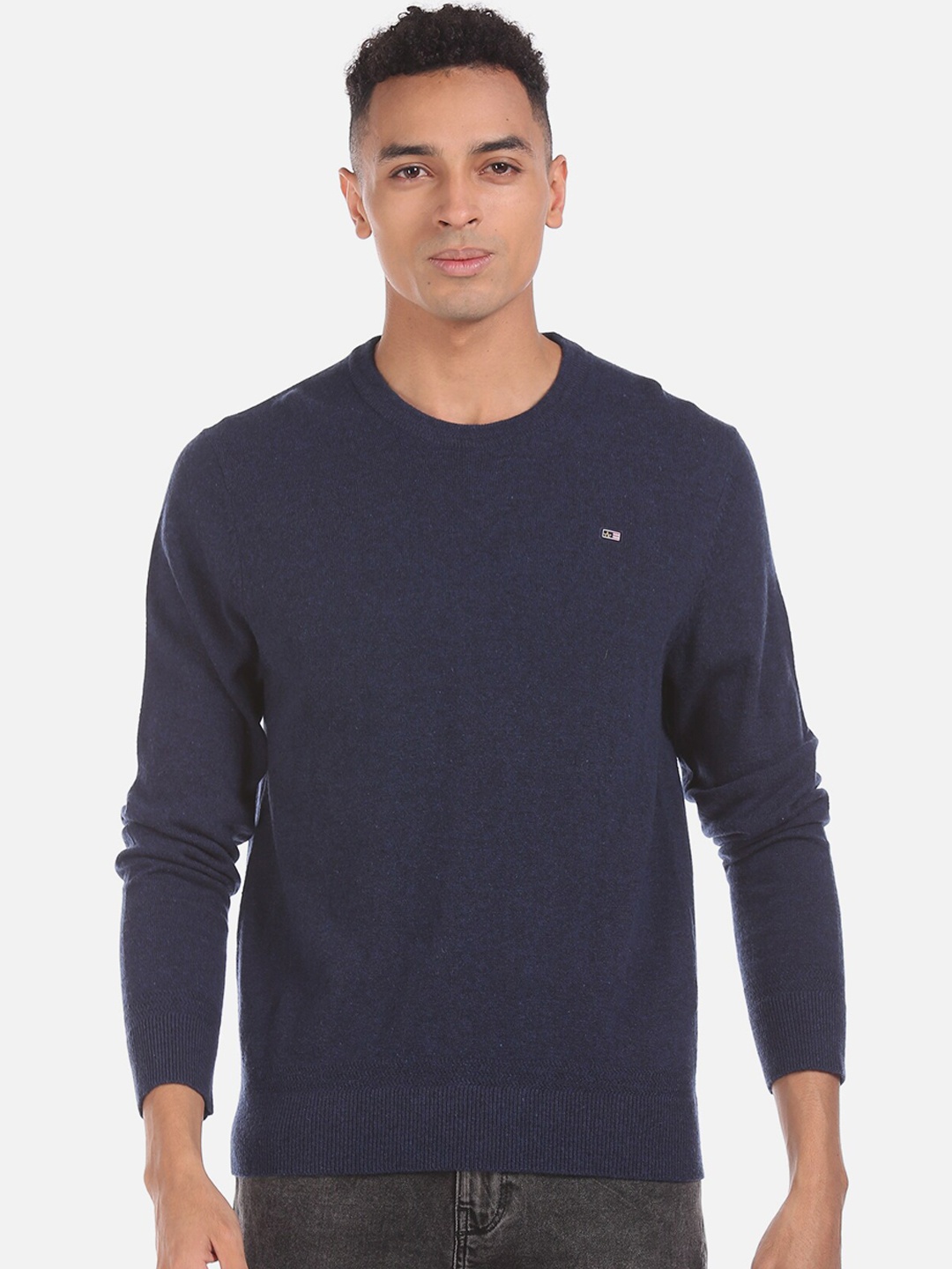 

Arrow Sport Men Blue Solid Pullover Sweater