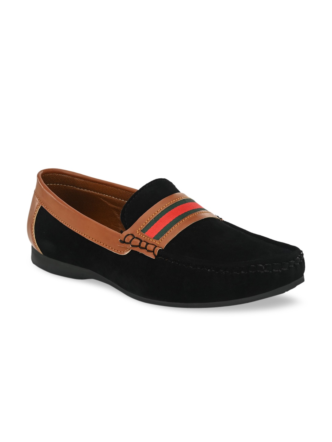

BUCIK Men Black Colourblocked Penny Loafers
