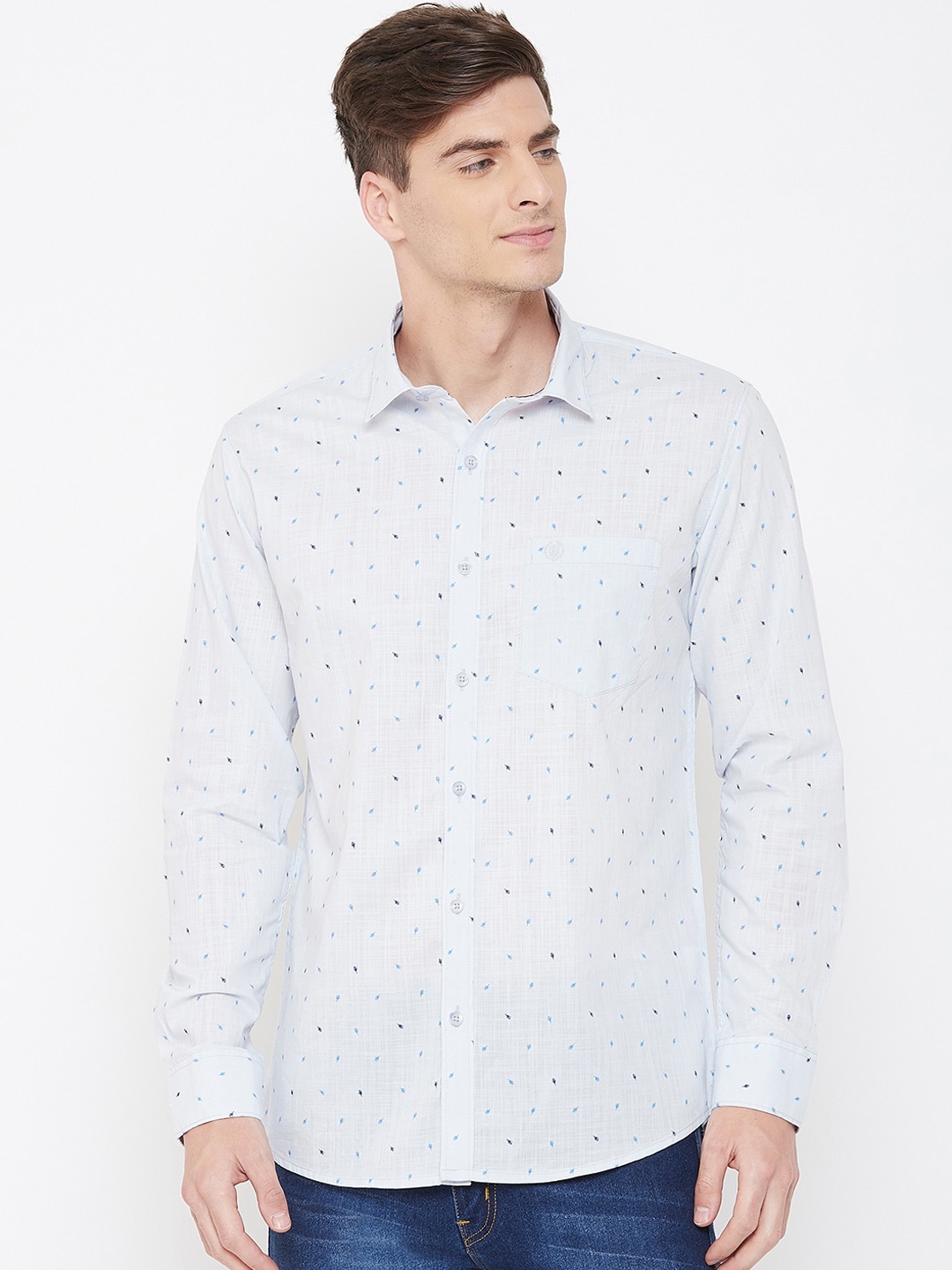 

Duke Men Blue Regular Fit Printed Casual Shirt