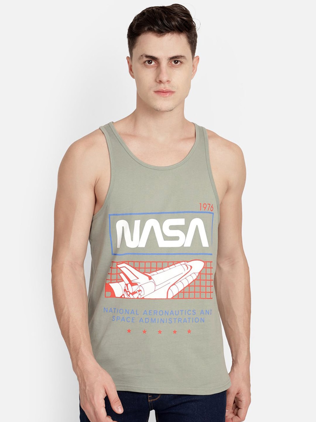 

Free Authority Nasa featured Green Vest for Men, Grey