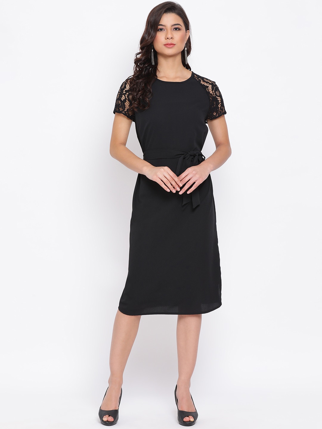 

Oxolloxo Women Black Solid A-Line Dress