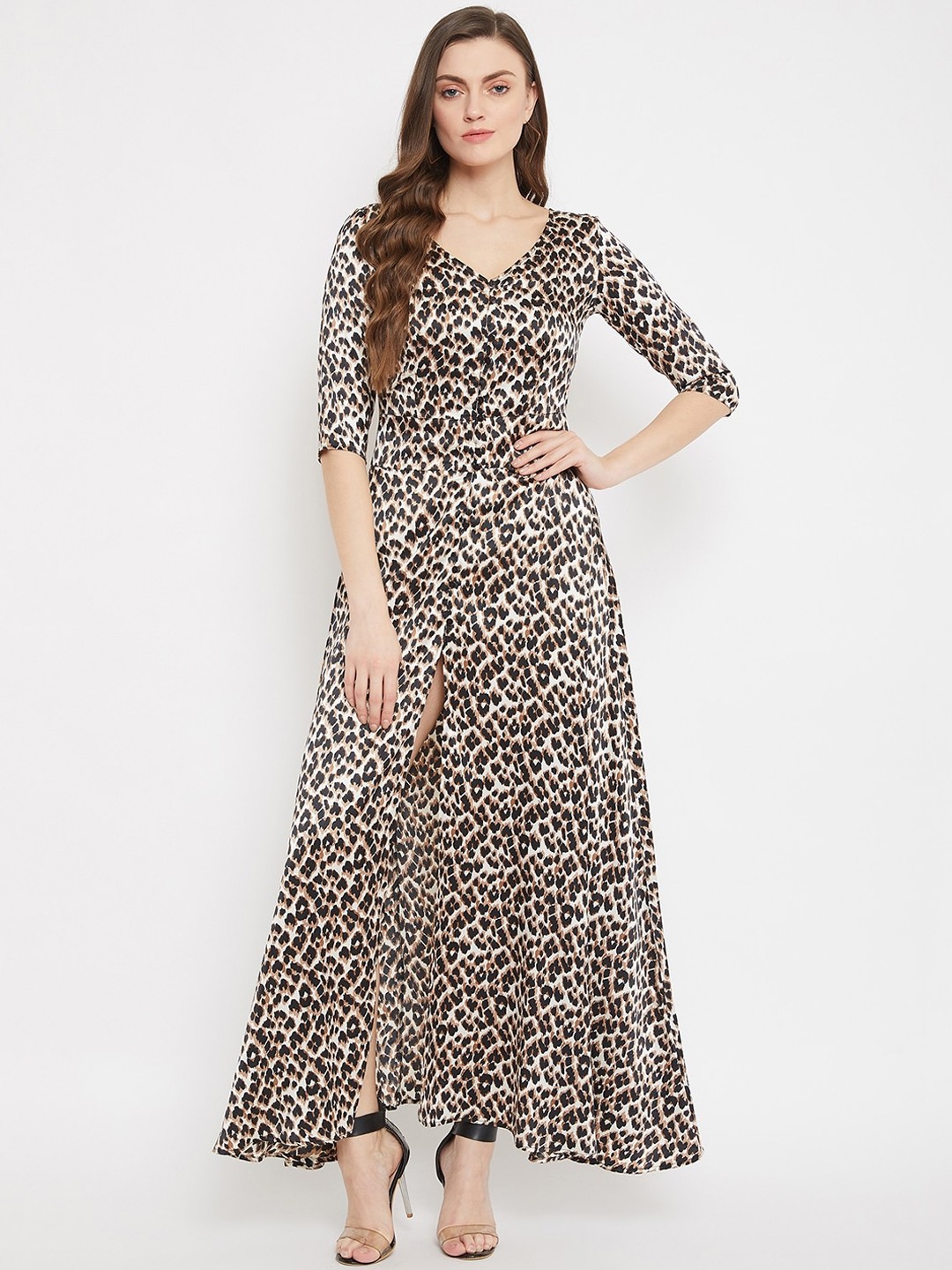 

Nun Women Off-White & Brown Animal Print Maxi Dress