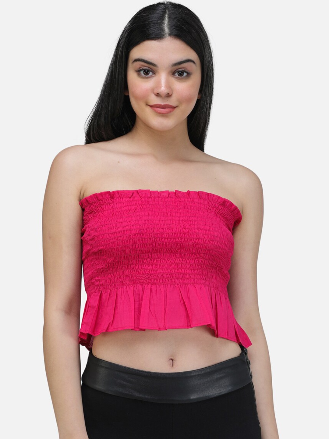 

SCORPIUS Women Magenta Solid Fitted Top