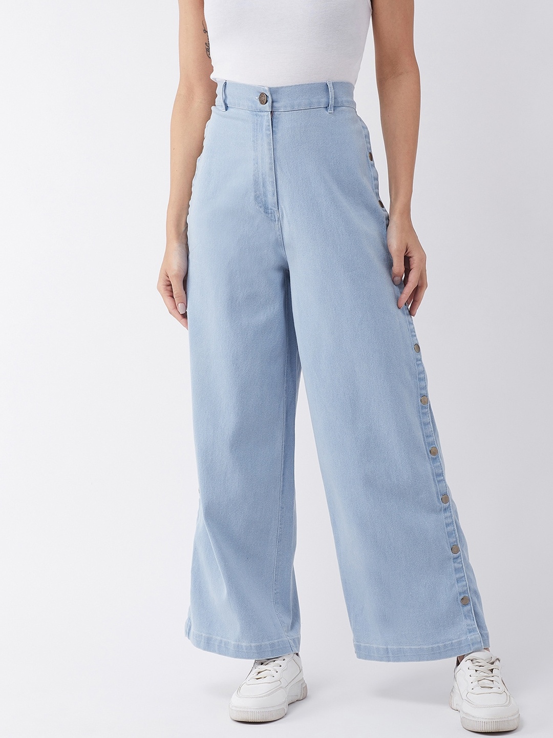 

MAGRE Women Blue Flared Faded Parallel Trousers
