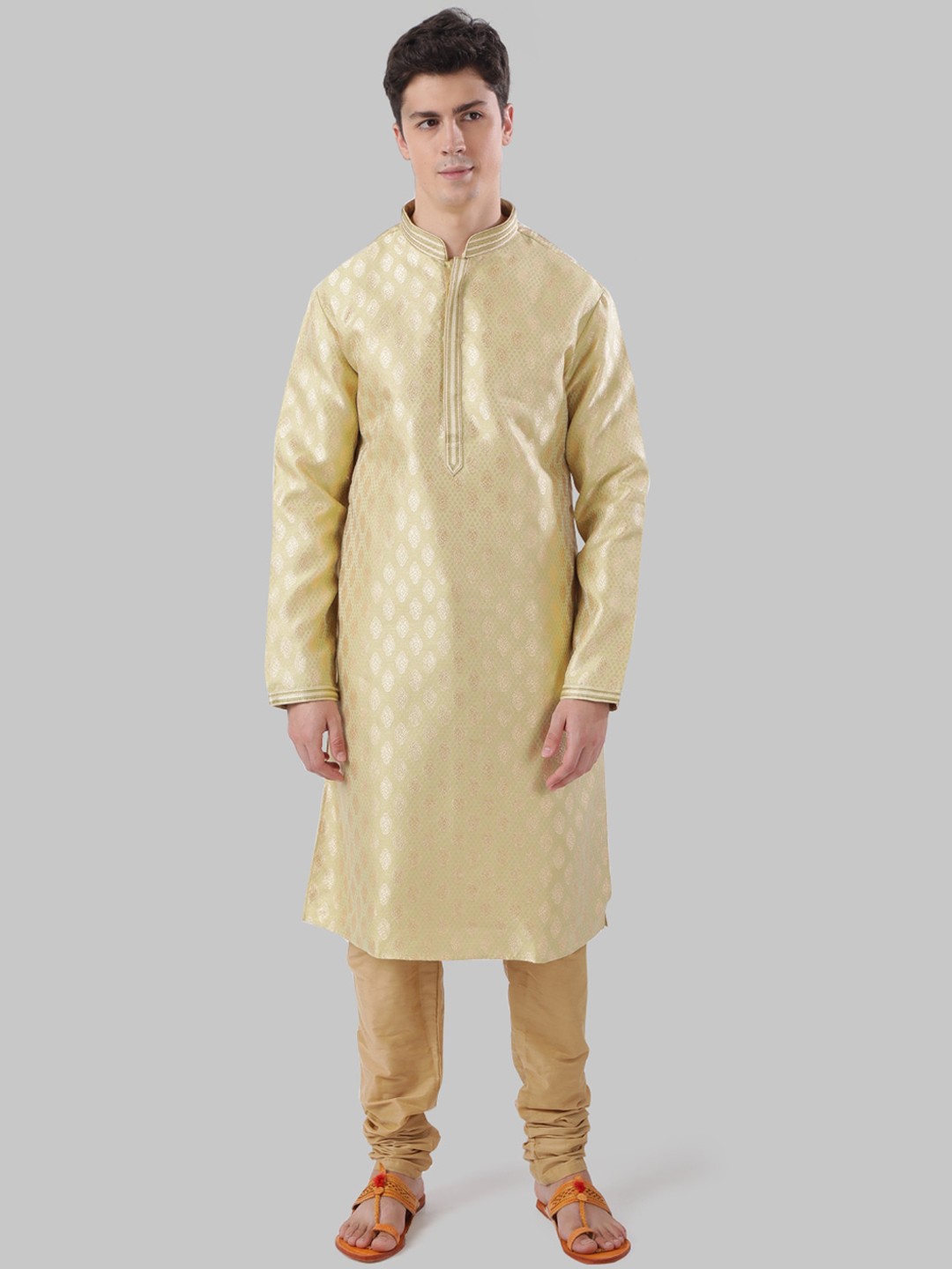 

Ethnix by Raymond Men Green Woven Design Straight Kurta
