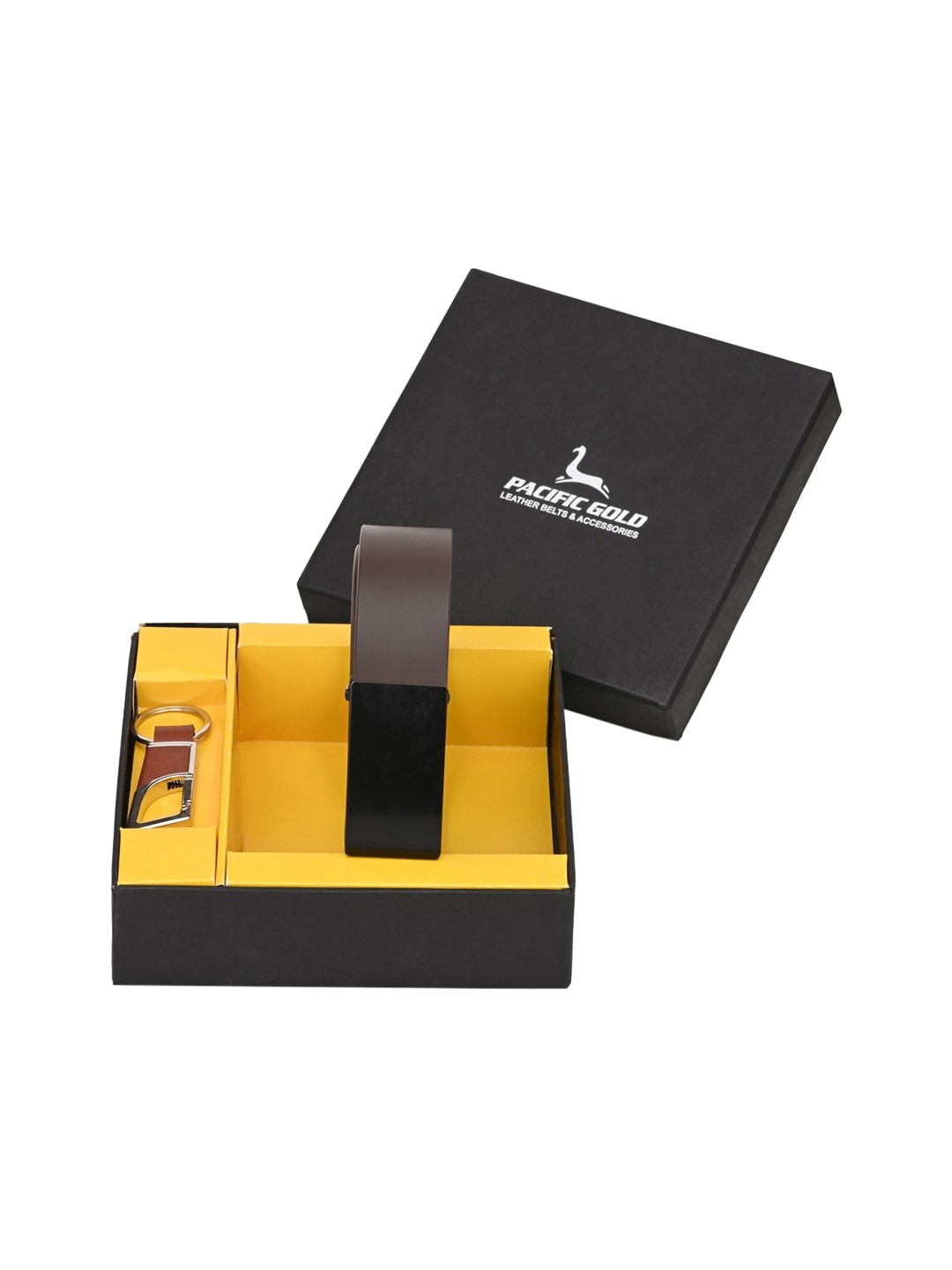 

Pacific Gold Men Brown & Silver-Toned Genuine Leather Accessory Gift Set