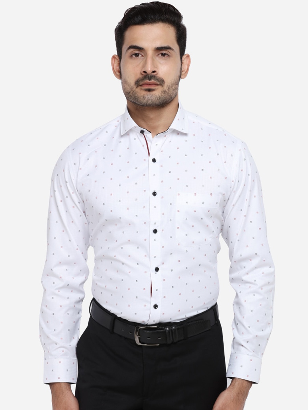 

Greenfibre Men Off-White Slim Fit Printed Formal Shirt