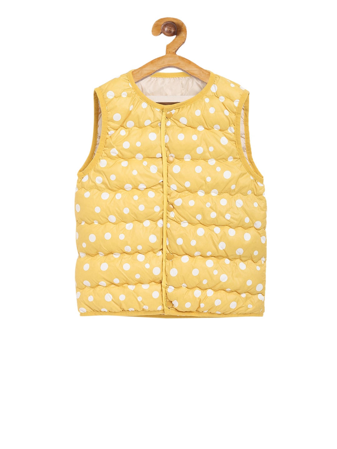 

Kids On Board Unisex Kids Mustard Printed Puffer Jacket