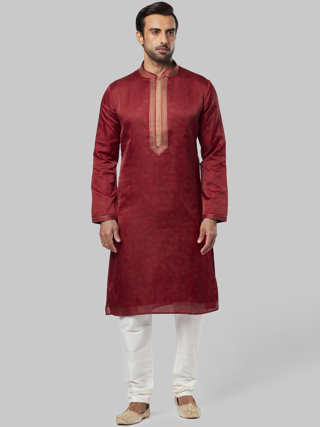 

Ethnix by Raymond Men Maroon Woven Design Straight Kurta