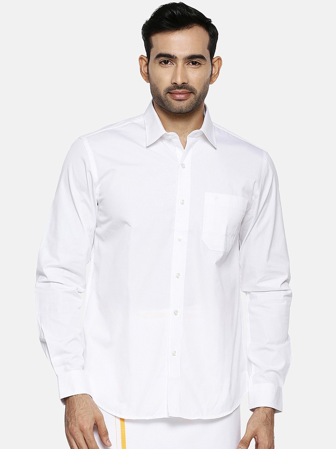 

Ramraj Men White Regular Fit Solid Ethnic Shirt