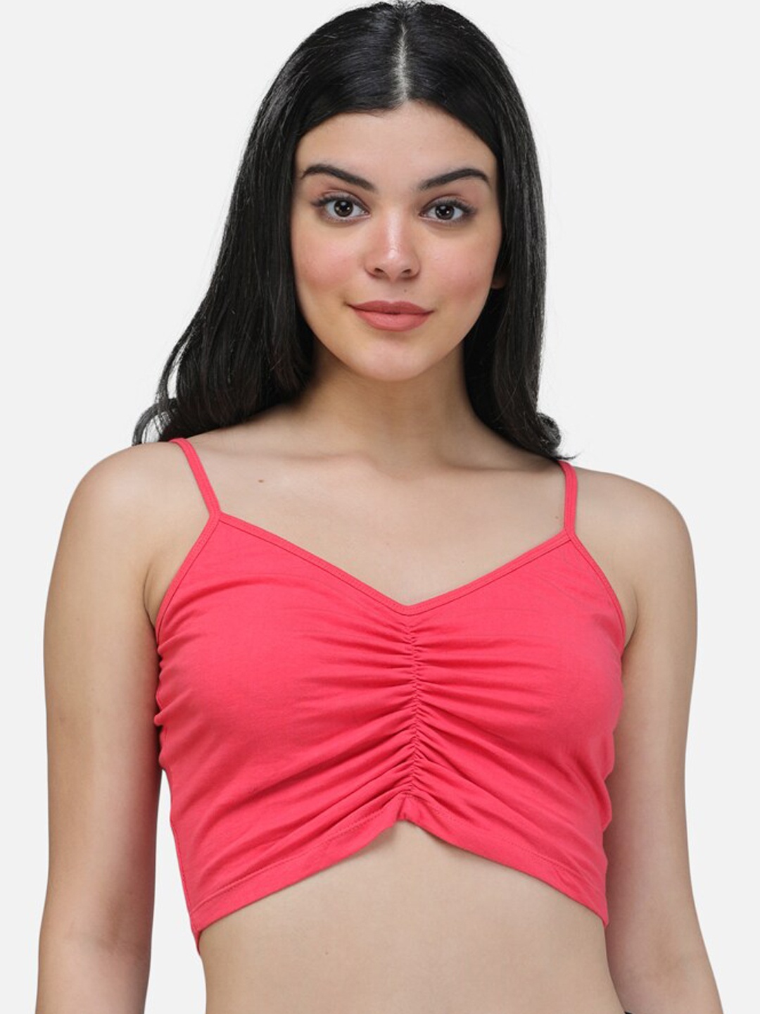 

SCORPIUS Women Coral Solid Fitted Top