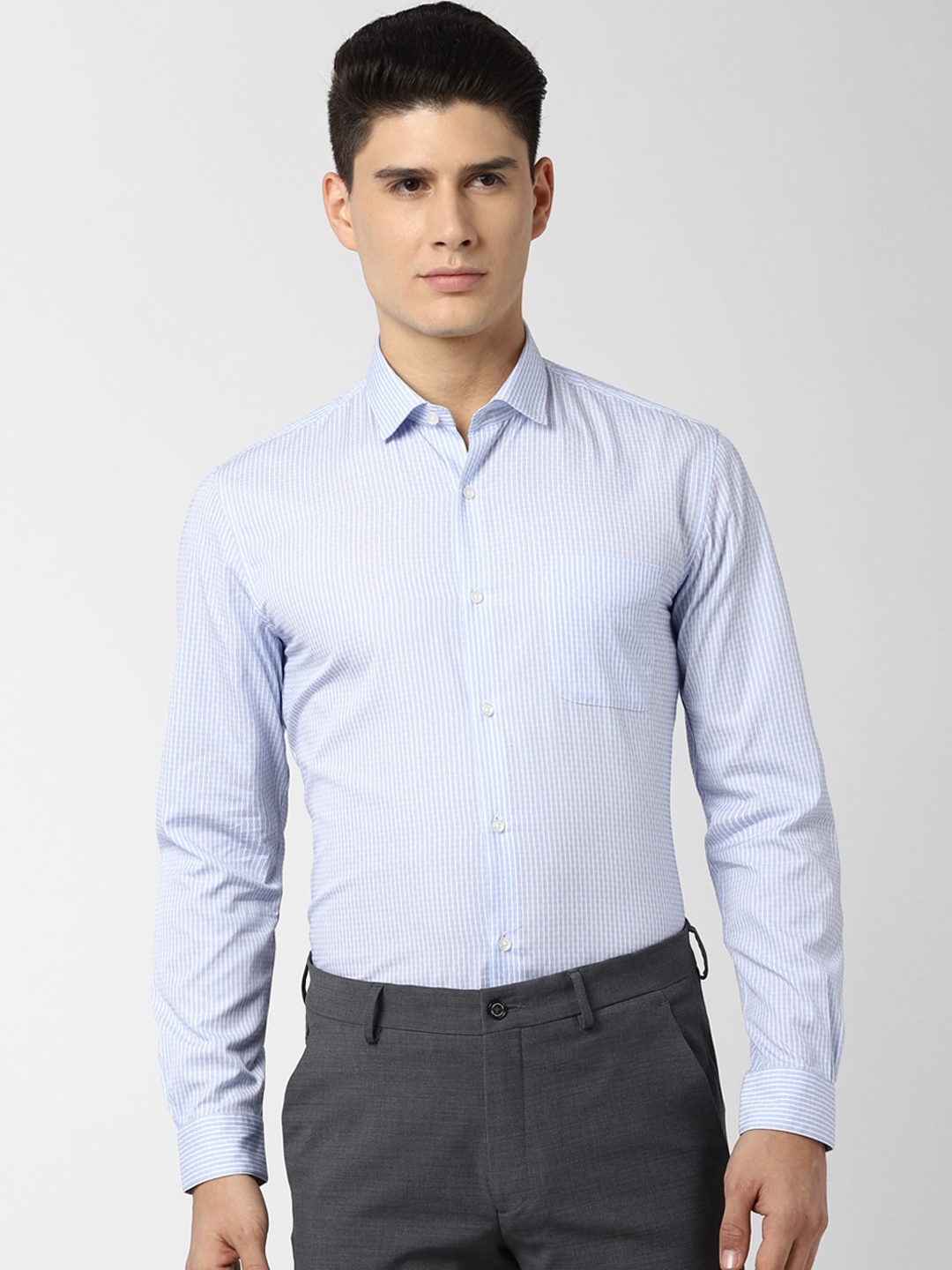 

Peter England Elite Men Blue Regular Fit Striped Casual Shirt