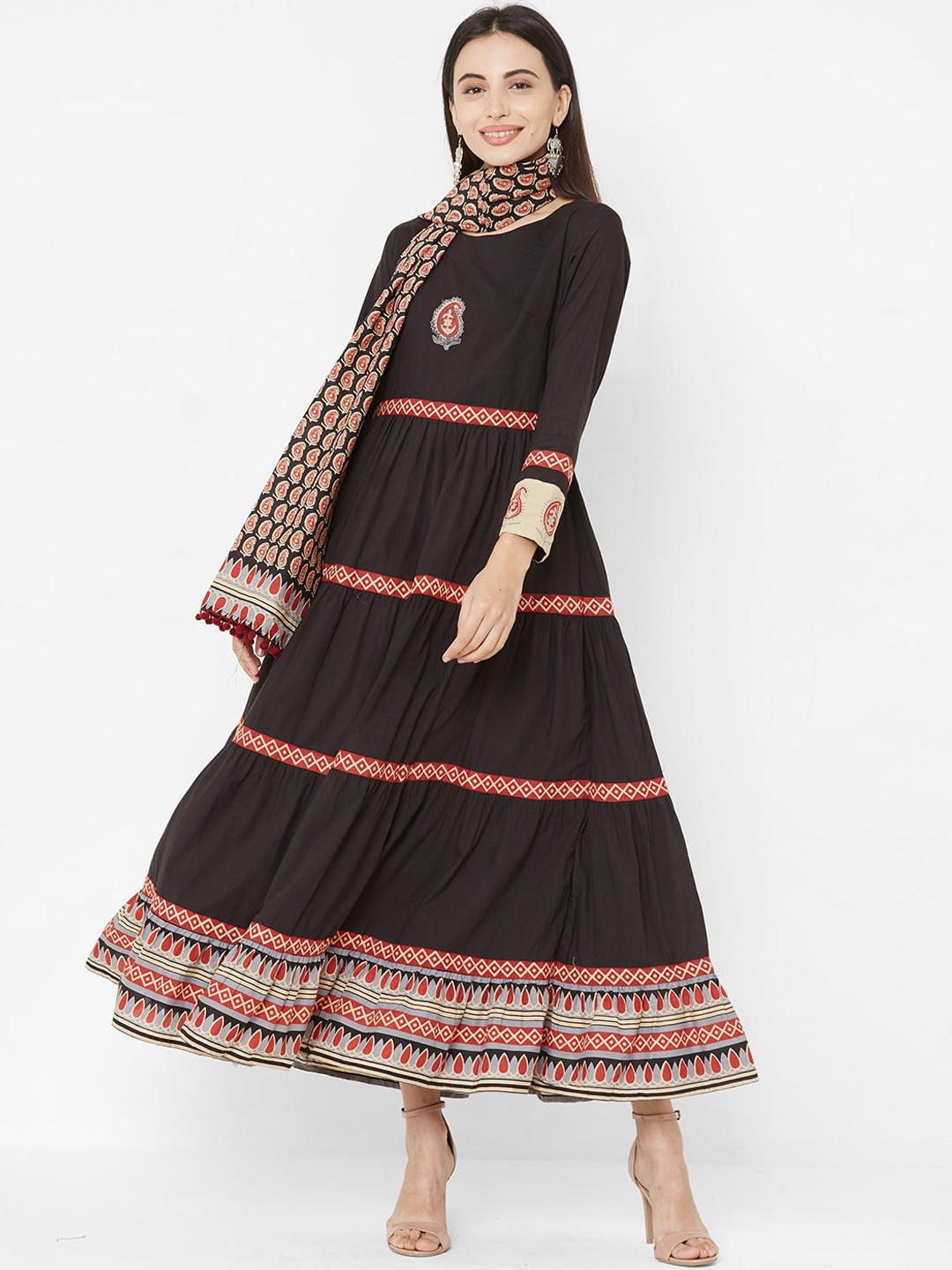 

FASHOR Women Black Solid Anarkali Kurta