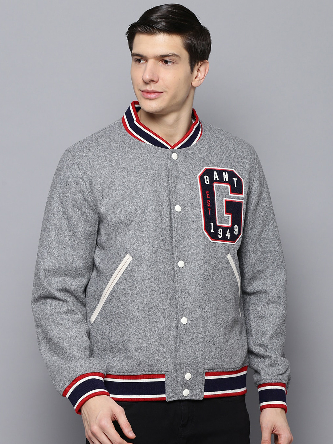 

GANT Men Grey Printed Varsity Jacket
