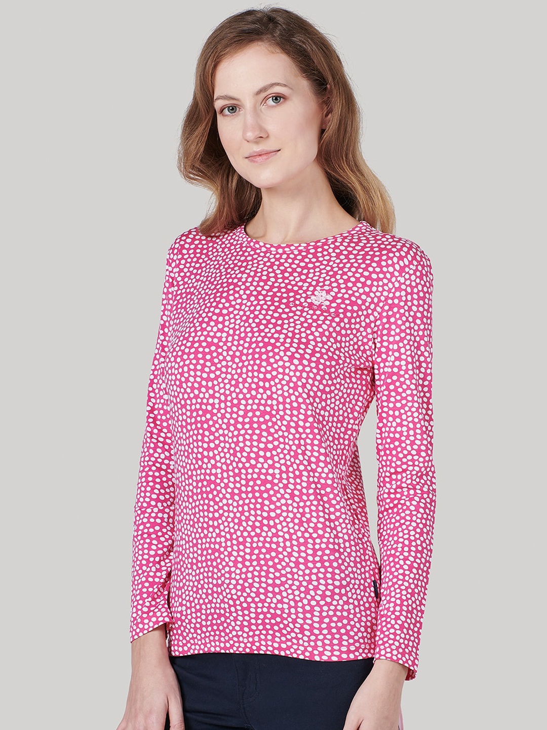 Beverly Hills Polo Club Women Pink Printed Boat Neck T-shirt
