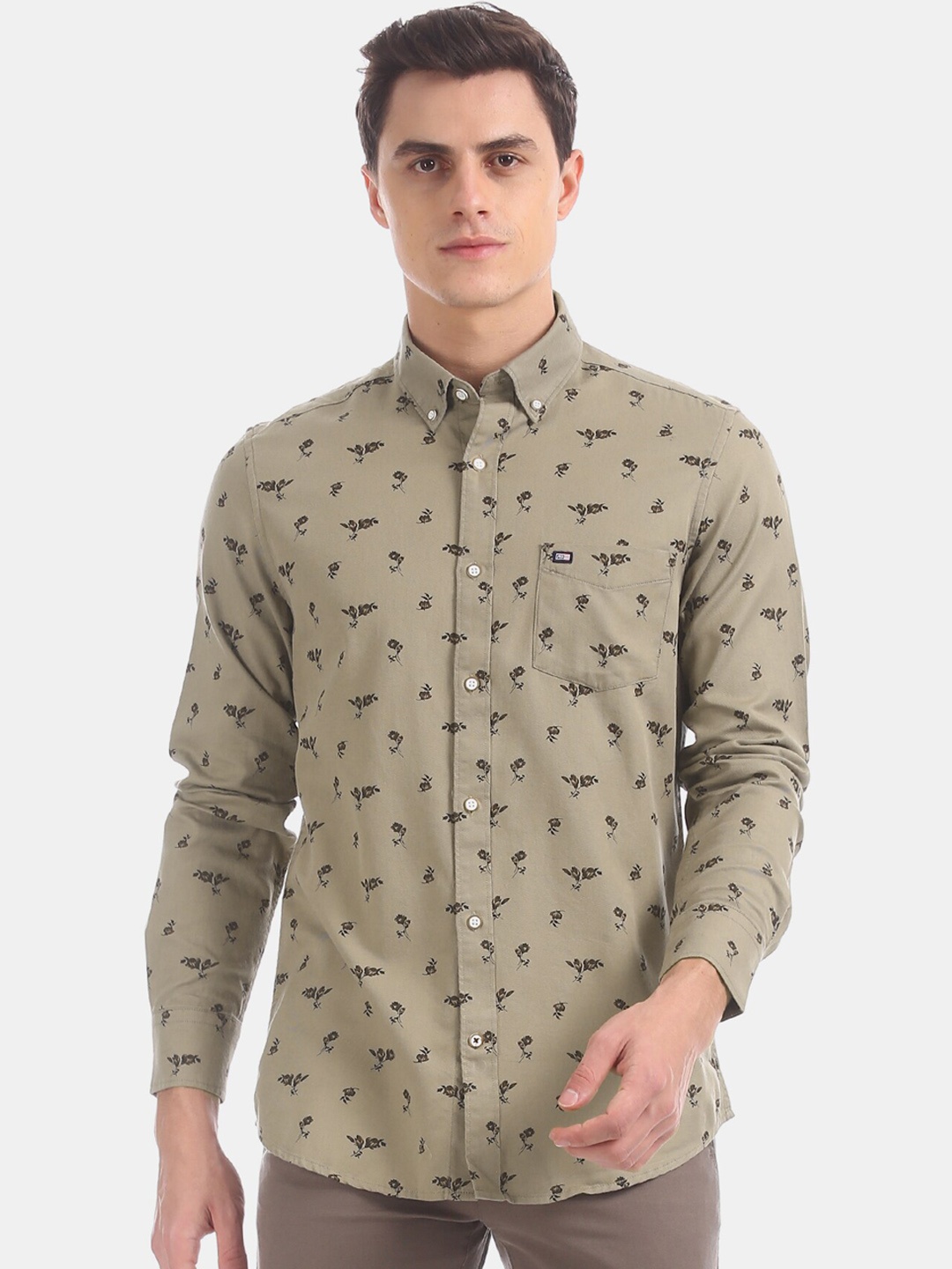 

Arrow Sport Men Olive Green Regular Fit Printed Casual Shirt
