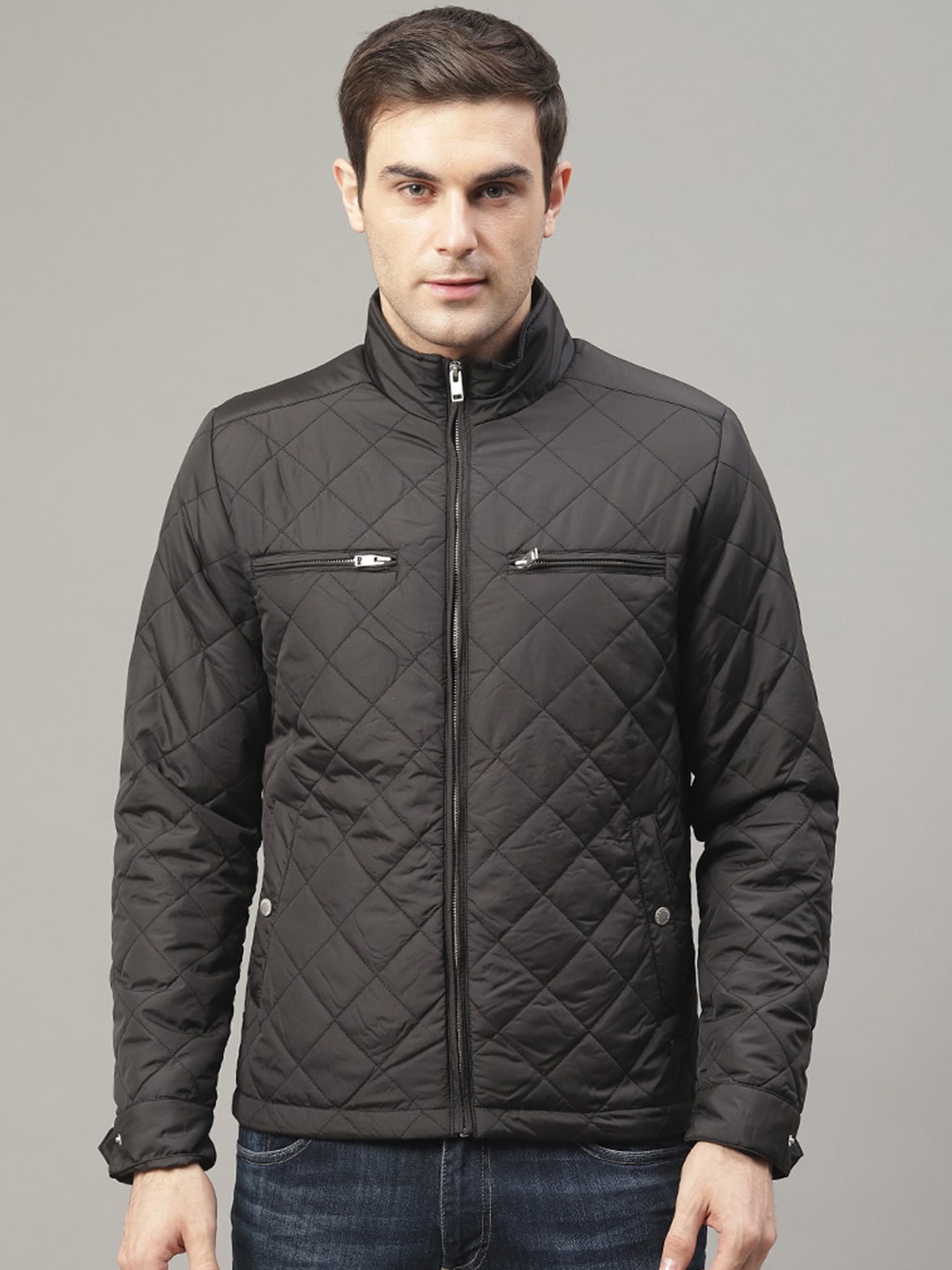

LINDBERGH Men Black Solid Quilted Jacket