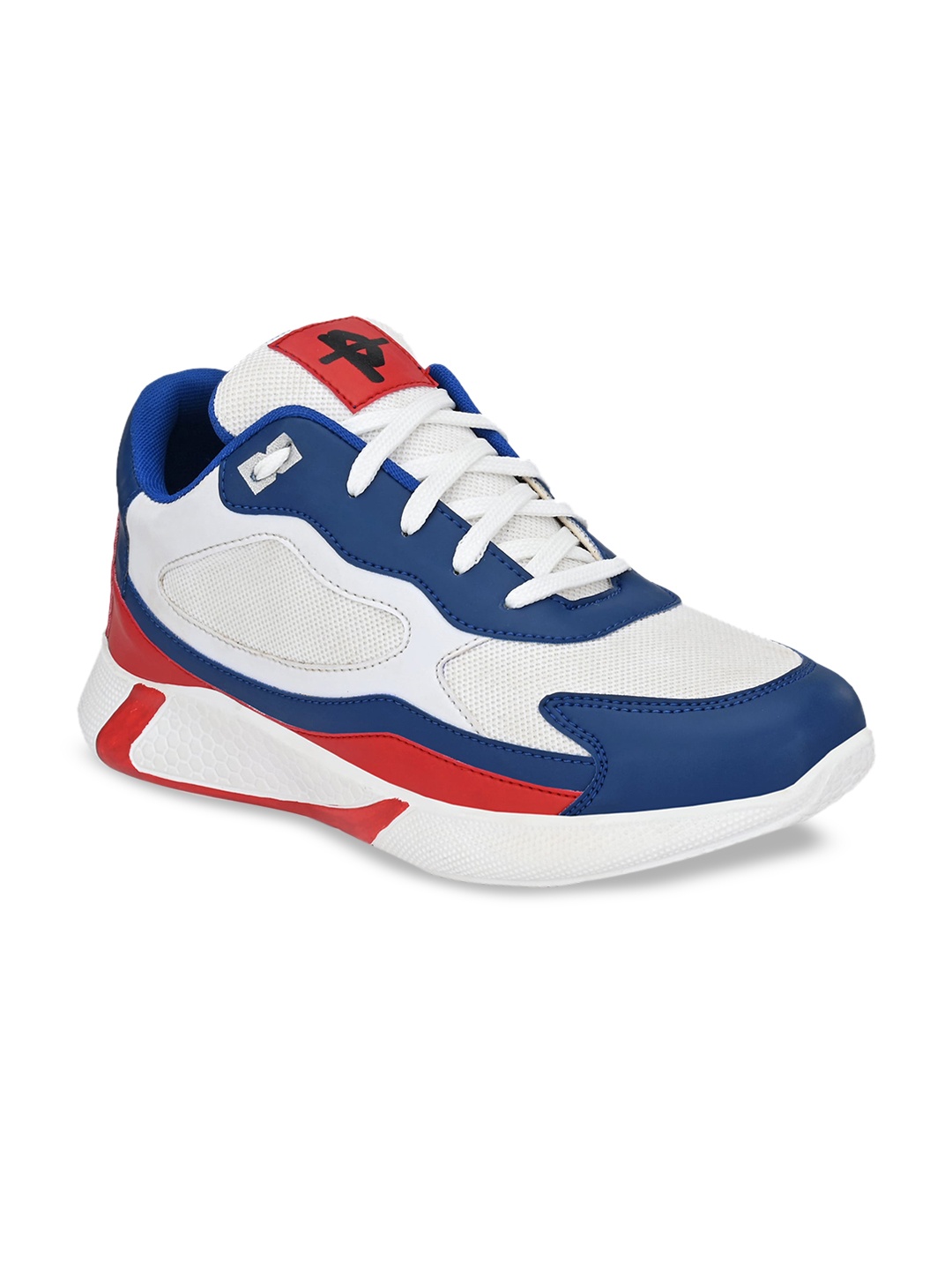 Provogue Men Blue & White Colourblocked Textile Mid-Top Sneakers
