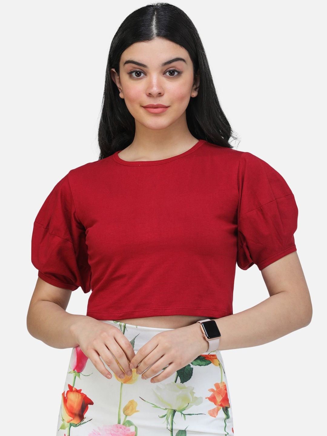 

SCORPIUS Women Maroon Solid Fitted Top