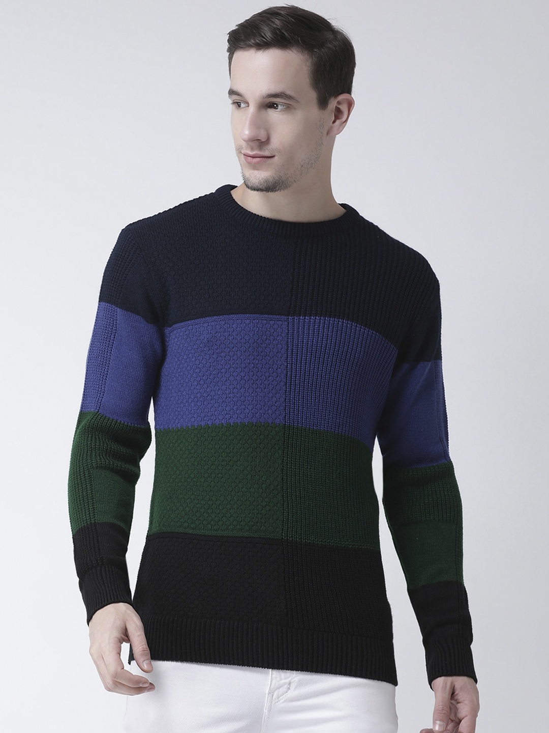 

Club York Men Multicoloured Striped Woolen Pullover Sweater, Multi