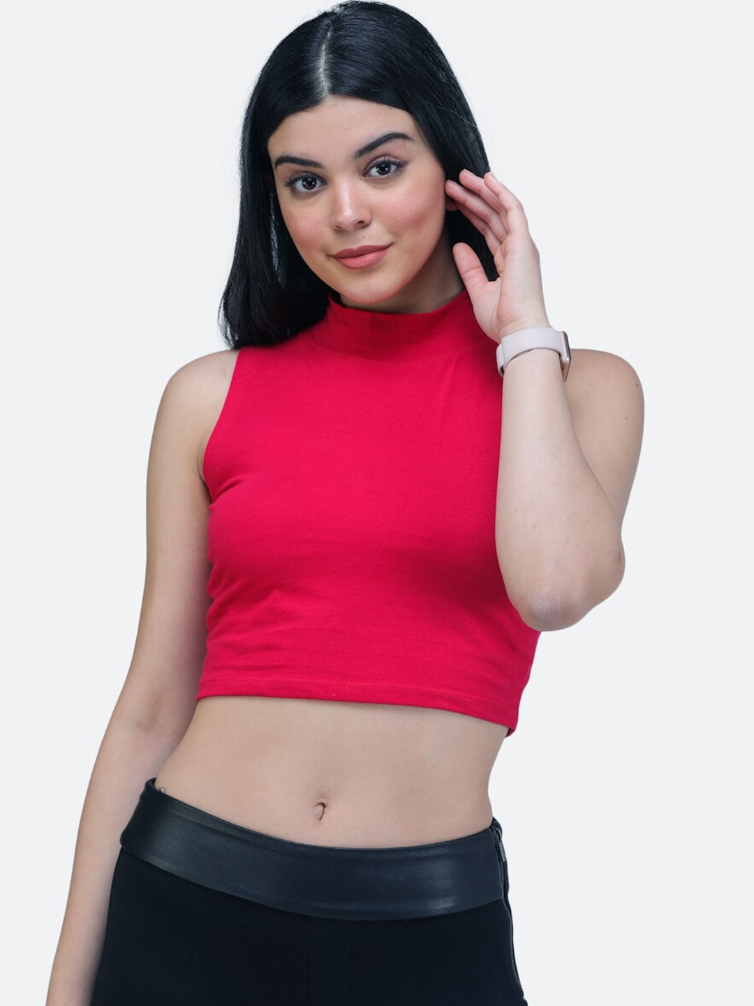 SCORPIUS Women Magenta Solid Fitted Top