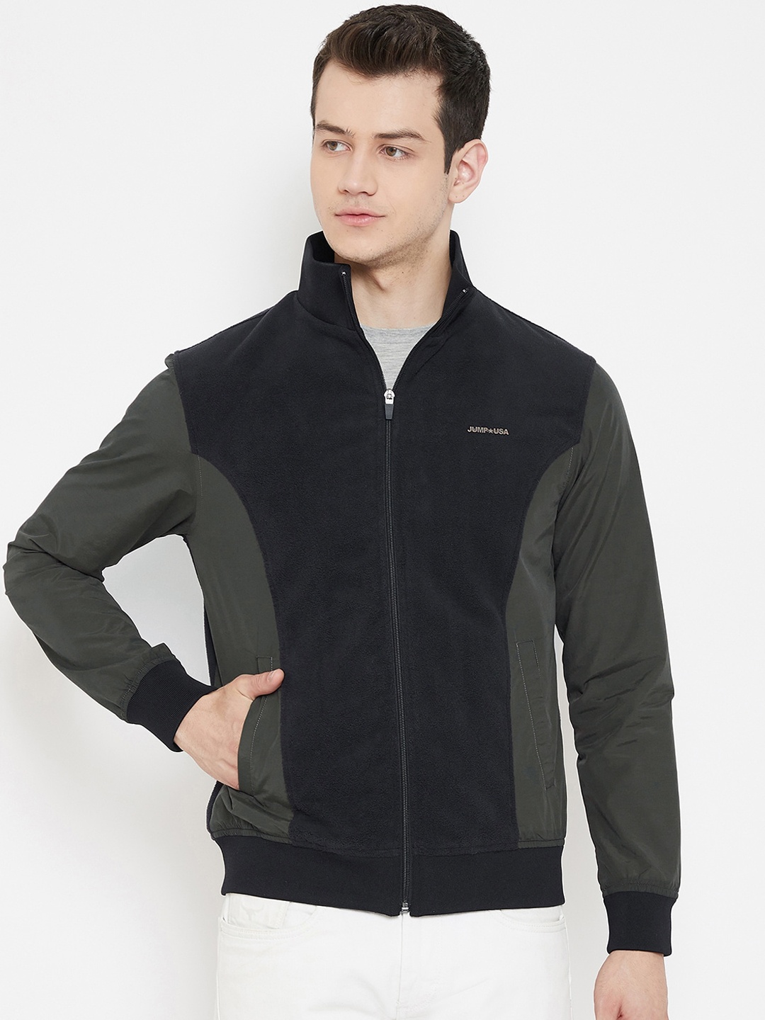 

JUMP USA Men Black Colourblocked Water Resistant Bomber