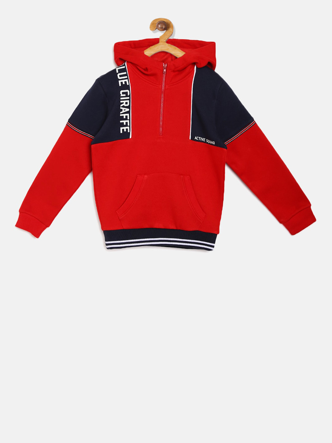 

Blue Giraffe Boys Red Colourblocked Hooded Sweatshirt