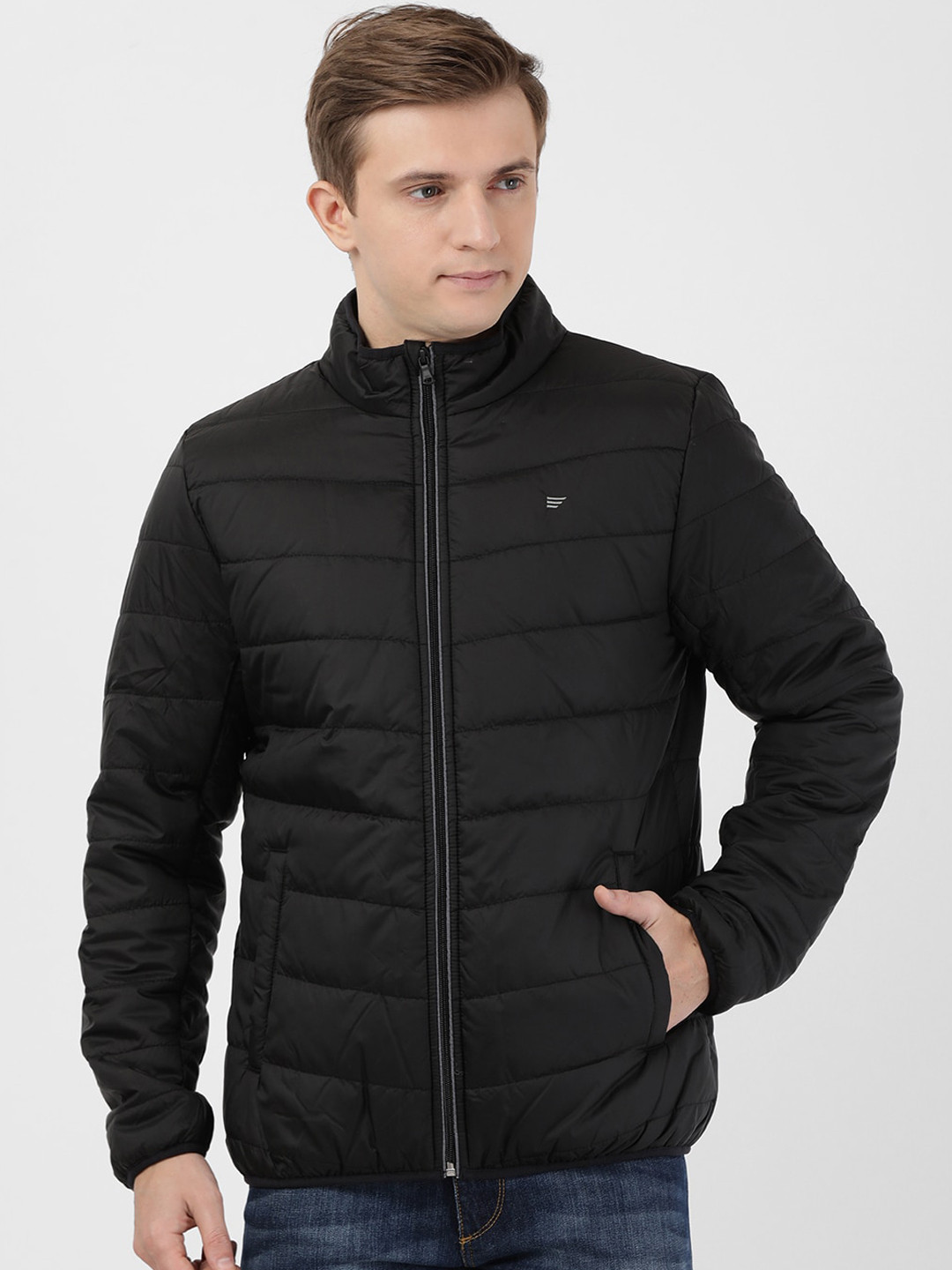 

t-base Men Black Solid Lightweight Puffer Jacket