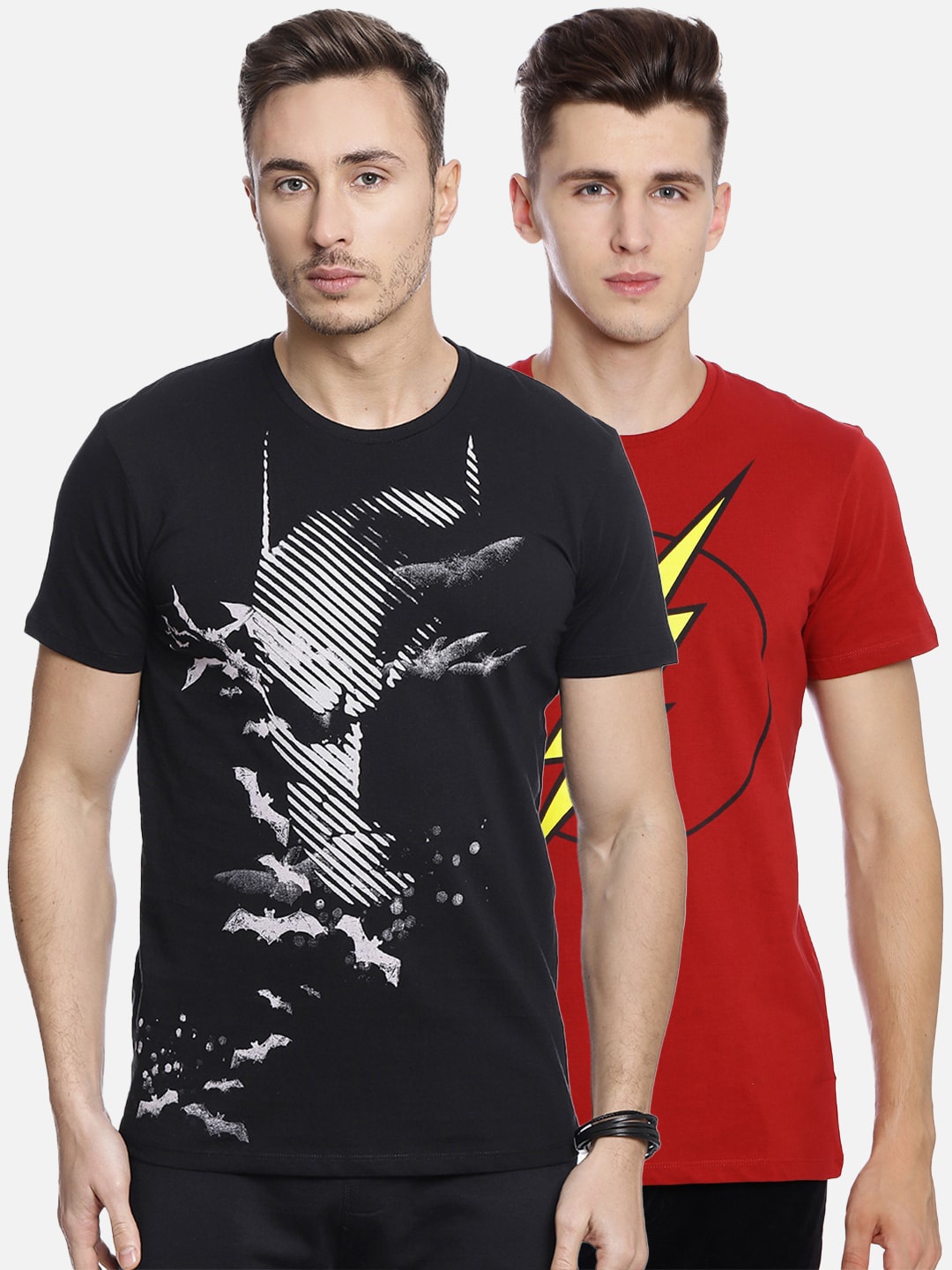 

Free Authority Justice League Printed Pack of 2 Tshirt for Men, Red