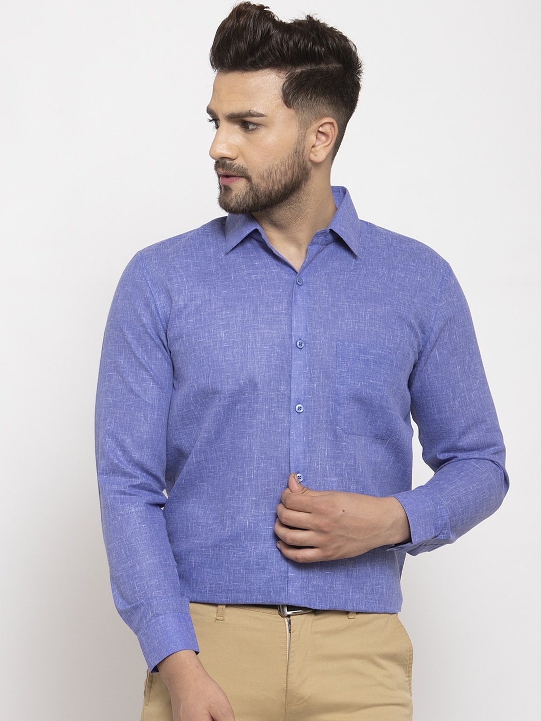 

JAINISH Men Blue Regular Fit Solid Formal Shirt