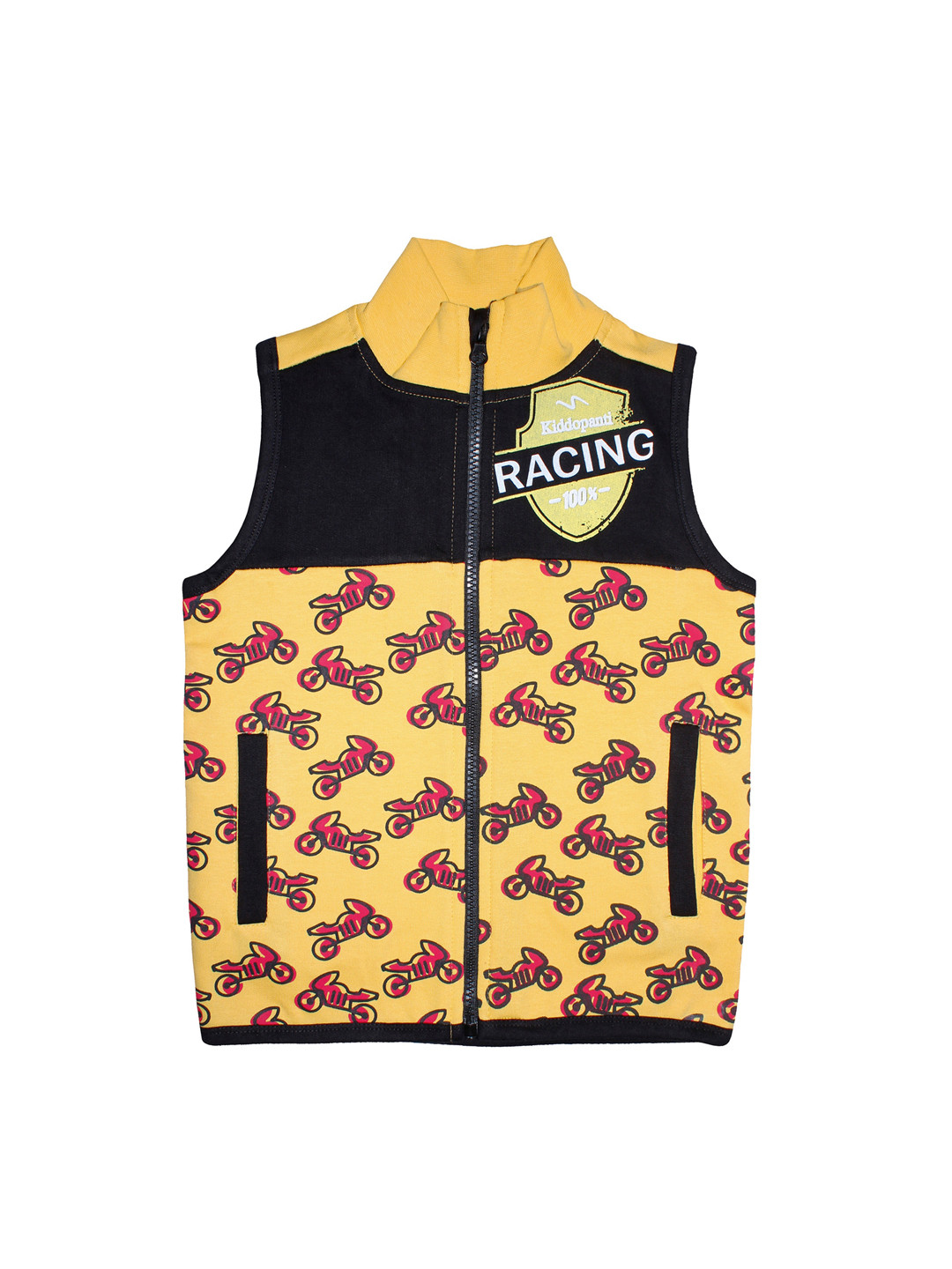 

KiddoPanti Boys Yellow Printed Hooded Sweatshirt