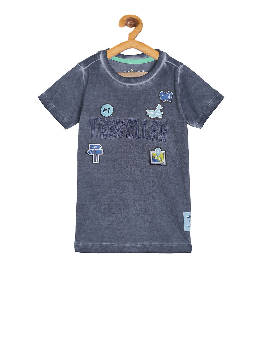 

TALES & STORIES Boys Grey Printed Round Neck T-shirt