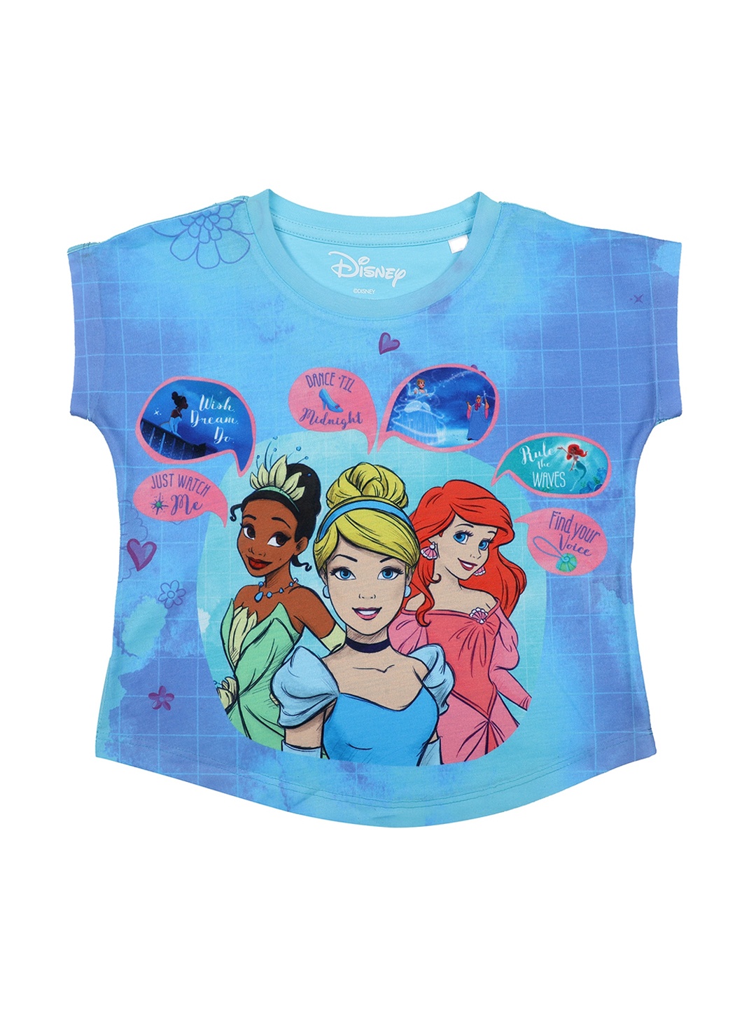 

Disney by Wear Your Mind Girls Blue Princess Printed Top