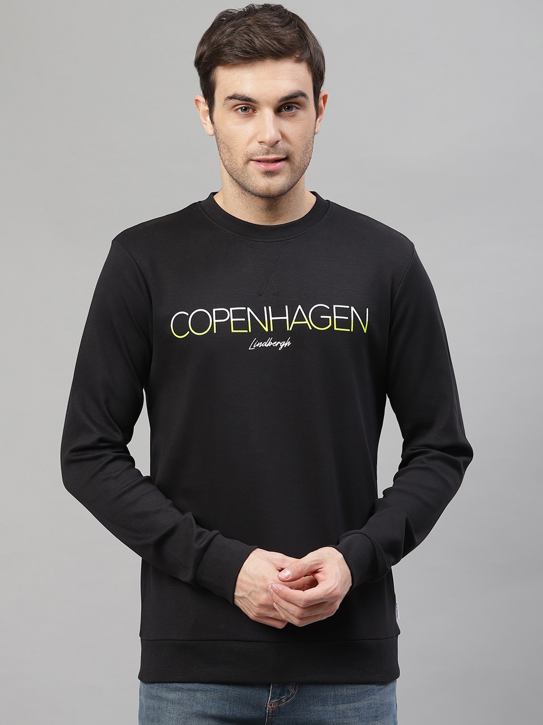 

LINDBERGH Men Black Printed Sweatshirt