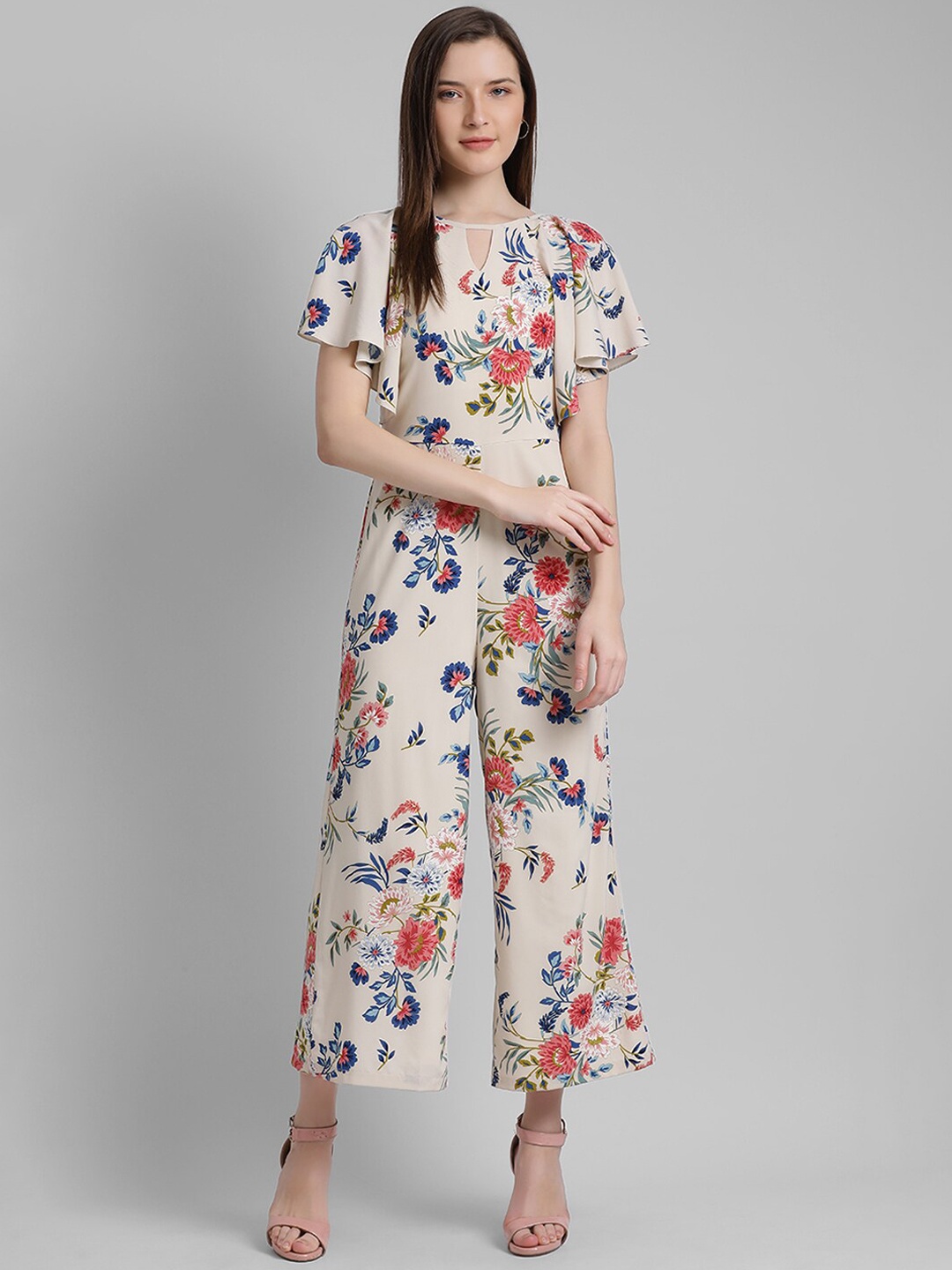

Zink London Women Beige Printed Basic Jumpsuit
