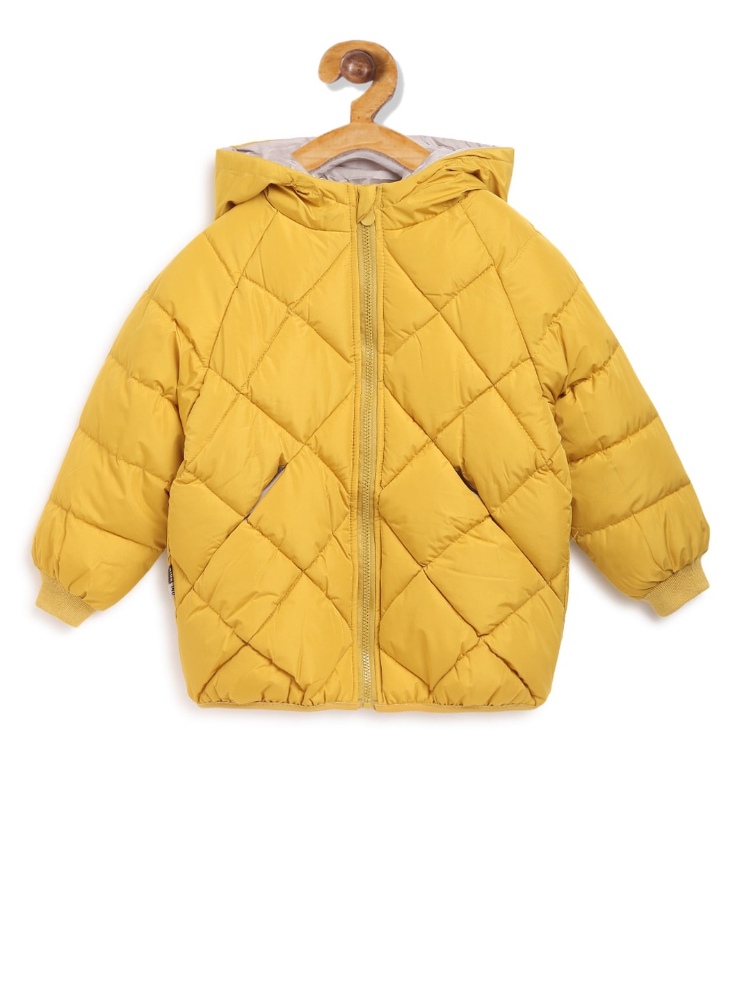 

Kids On Board Kids Mustard Yellow Solid Quilted Jacket