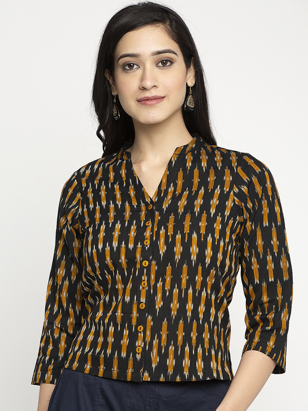 

Ayaany Women Black Printed Pure Cotton Top