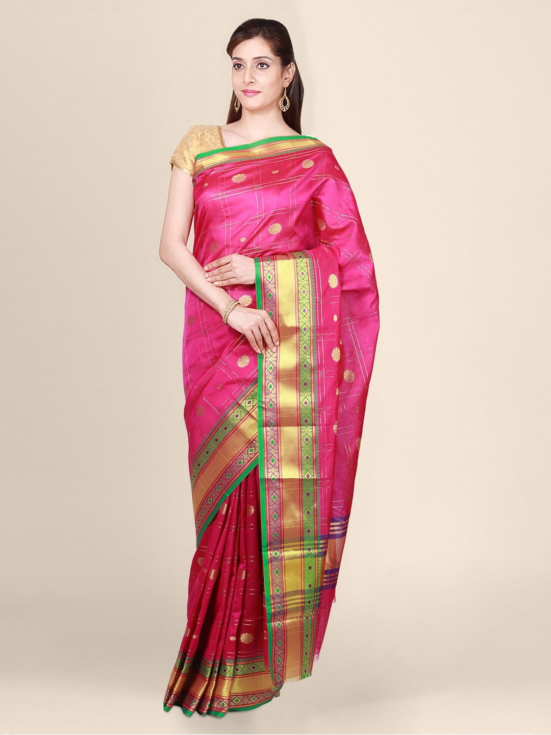 

CLAI WORLD Magenta Woven Design Saree