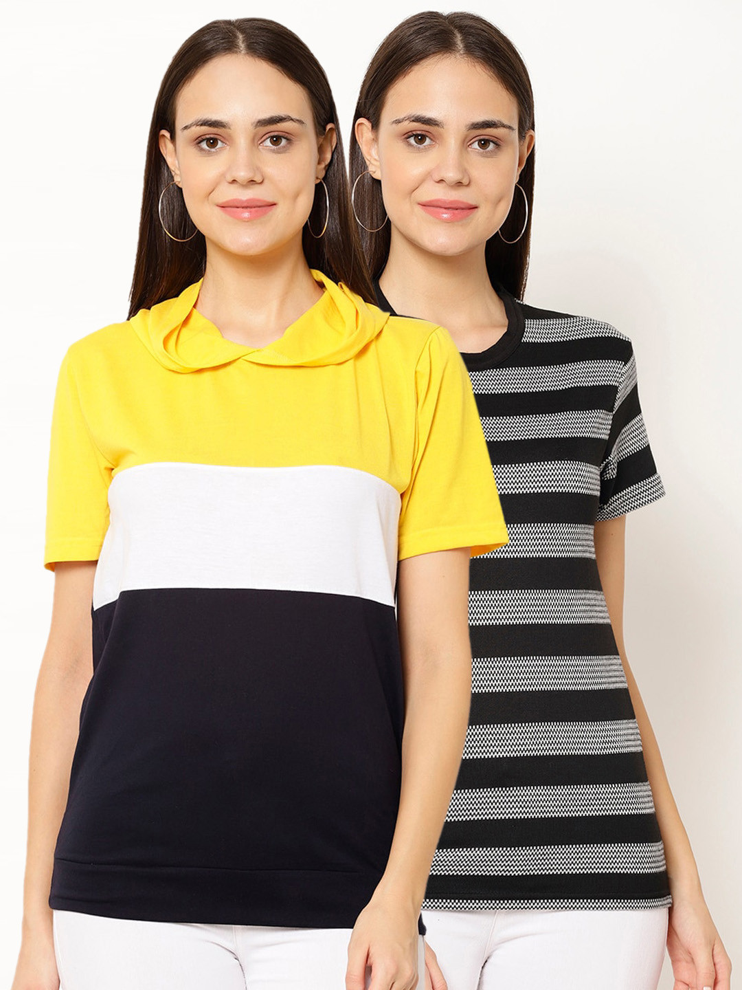 

VIMAL JONNEY Women Pack Of 2 T-shirts, Yellow