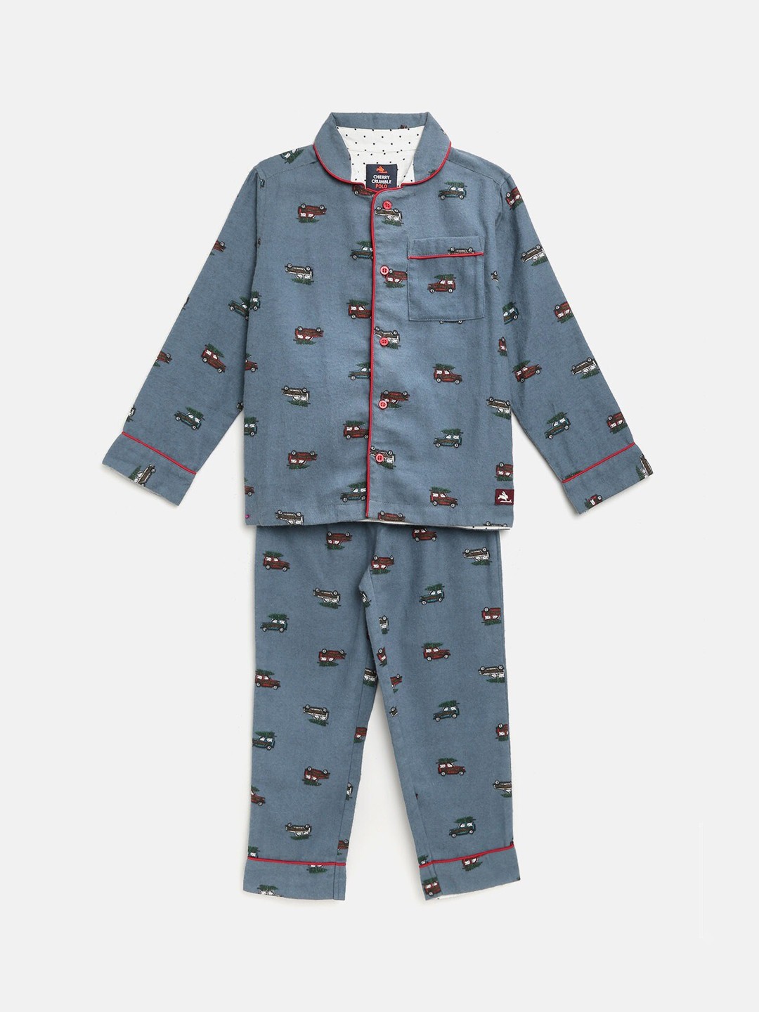 

Cherry Crumble Boys Blue & Black Printed Night Suit