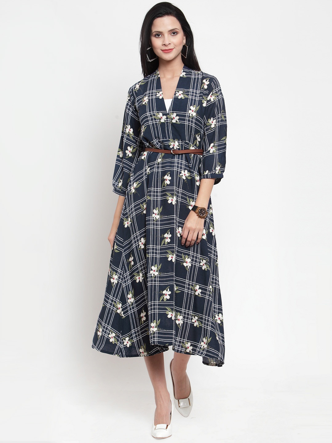 

Get Glamr Women Blue Printed Fit and Flare Dress