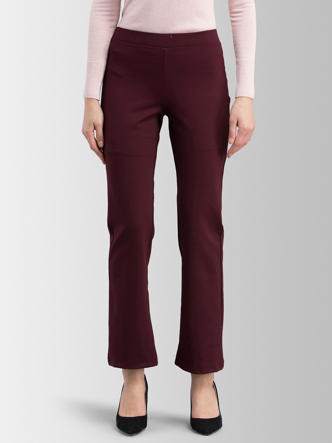 

FableStreet X LivIn Women Maroon Solid Slim-Fit Jeggings