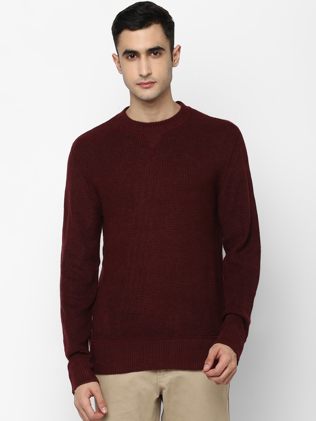 

AMERICAN EAGLE OUTFITTERS Men Burgundy Self Design Pullover