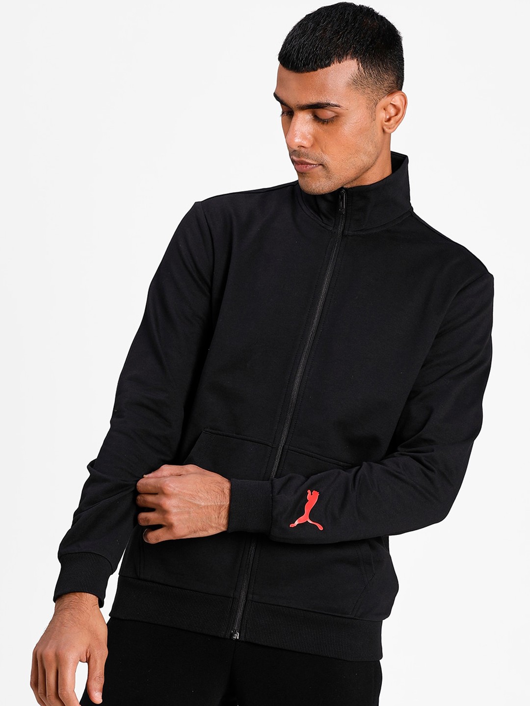 

Puma Men Black Zippered Non-Hooded Jacket