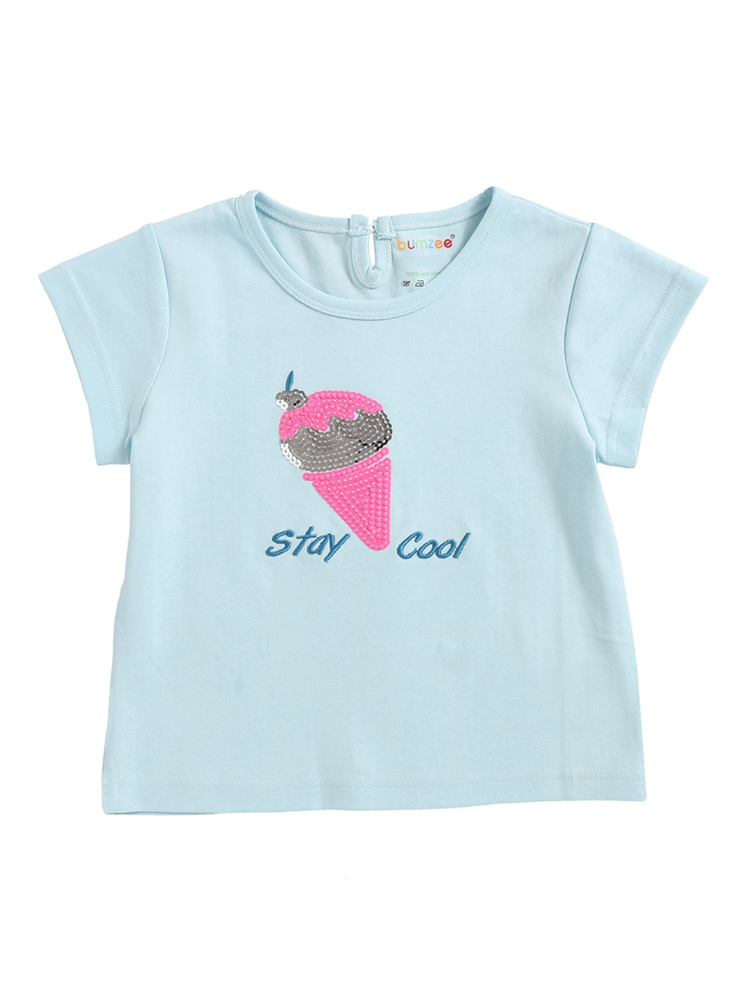 

BUMZEE Girls Blue Solid Round Neck T-shirt