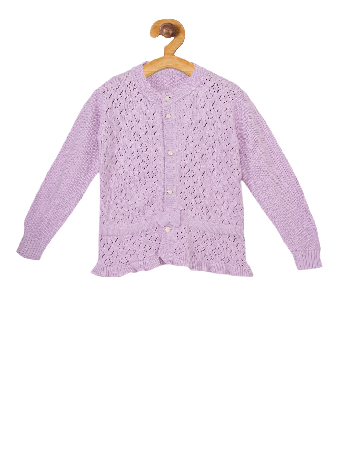 

Chipbeys Girls Purple Self Design Handloom Cardigan Sweater